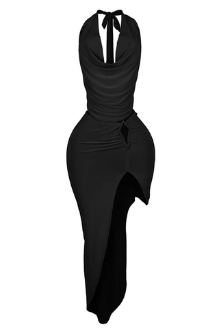 Backless Halther Dress Straps Sleeveless Two Piece