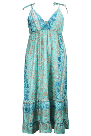 Plus Size Summer Days Blue Spaghetti Strap Long Dresses