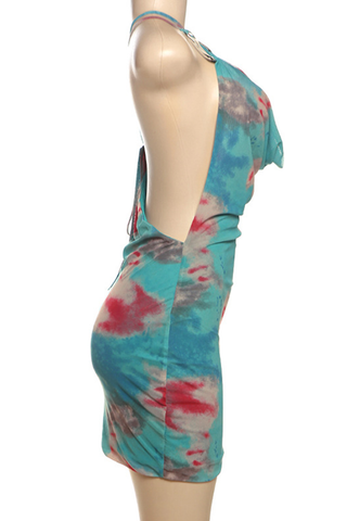 Floral Print Cross Back Mini Dress