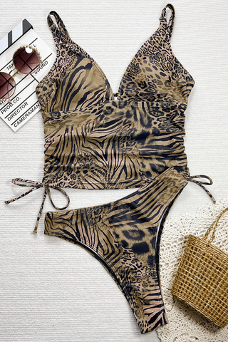 Leopard Print Sexy Print Draw String Swimwears