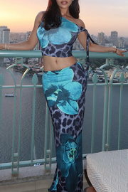 Vacation Mami Blue and Grey Two Piece Set