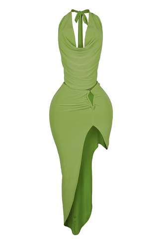 Backless Halther Dress Straps Sleeveless Two Piece