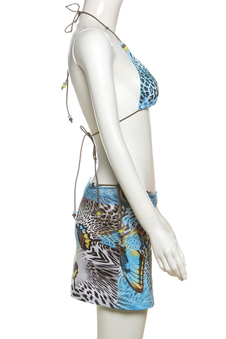 Animal Print 3 Piece set Blue and Brown