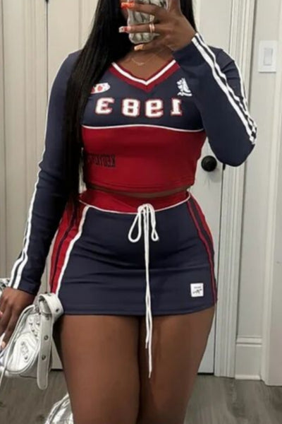Tomboy Two-Piece Red & Navy Blue