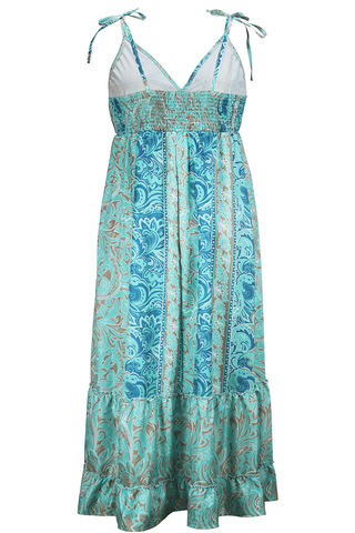 Plus Size Summer Days Blue Spaghetti Strap Long Dresses