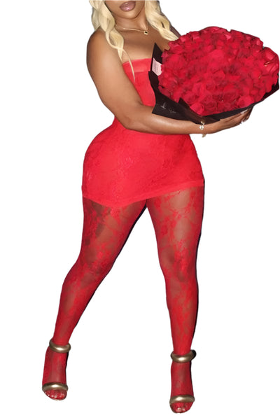 Solid See-through Backless Strapless Long Sleeve Two Pieces (With Sleeves)