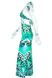 Lime Green Long Cheetah Print Beach Vibes Dress