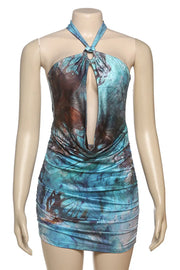 Blue Print Open Back Chained Charmed Skirt Dress