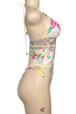 Tropical Gal Two Piece Colorful beads strap two piece