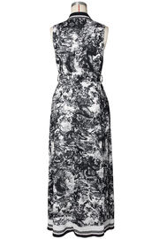 Real Rich Elegant Print Buckle Turndown Collar Long Dresses