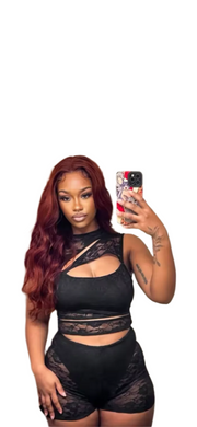 Asymmetrical Black Lace Cut Out Sexy Mami