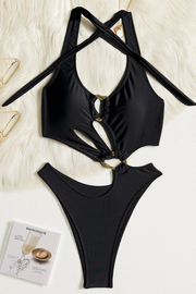 Black Swimsuit Asymmetrical One Piece