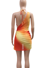 Orange Sexy Gradient Backless Strap Design Spaghetti Sleeveless Two Pieces﻿