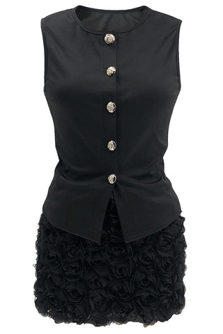 Keepin' It classy Two piece set Flower Skirt button up Top