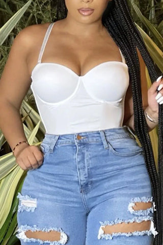Black Sexy Solid Split Joint See-through Spaghetti Strap Sleeveless Two Pieces