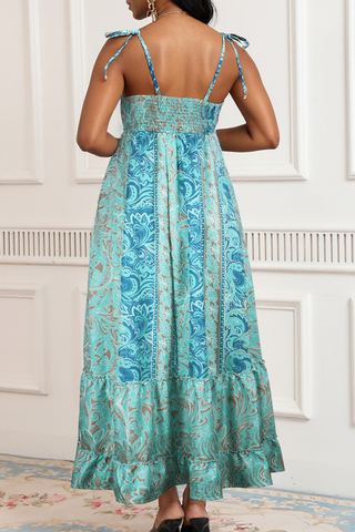 Plus Size Summer Days Blue Spaghetti Strap Long Dresses